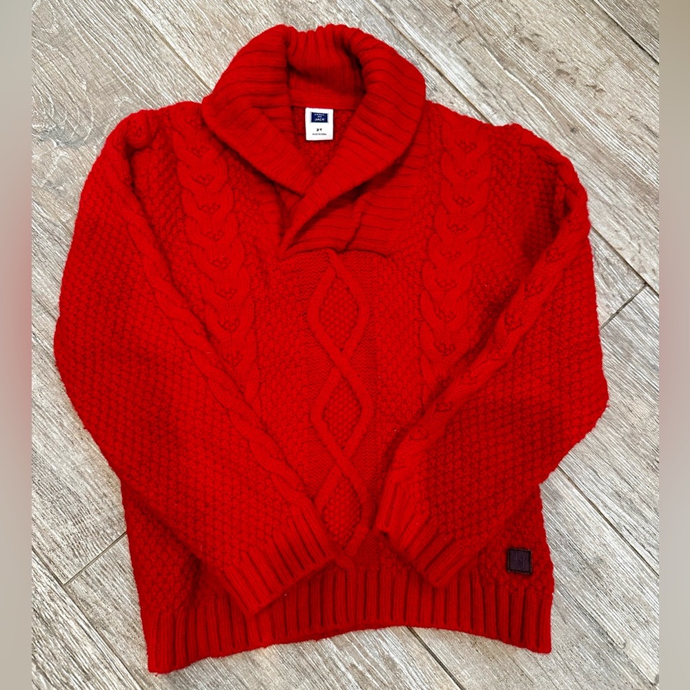 Janie and Jack Cable Knit Shawl Collar Sweater